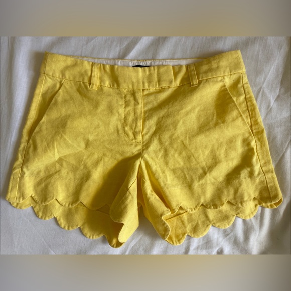 J.Crew Womens Yellow Scallop Linen Shorts Size 2 (8-10 ) NWOT Free Postage 🌻🌻 - Picture 2 of 6